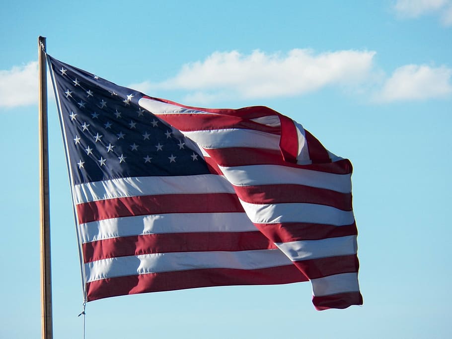 USA flag on pole during daytime, flags, stars, stripes, america HD wallpaper