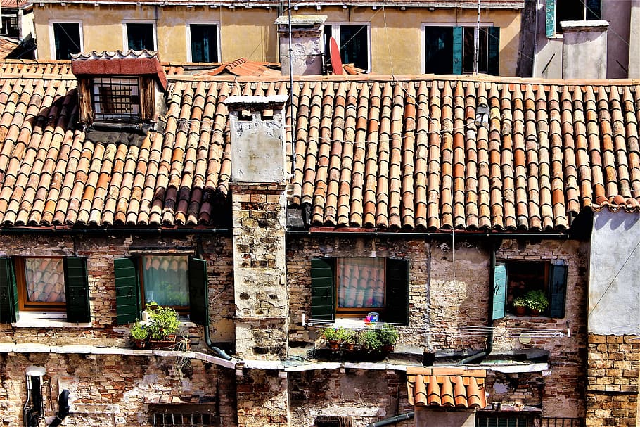 rooftops, venice, tile, buildings, stone-built house, taknock HD wallpaper
