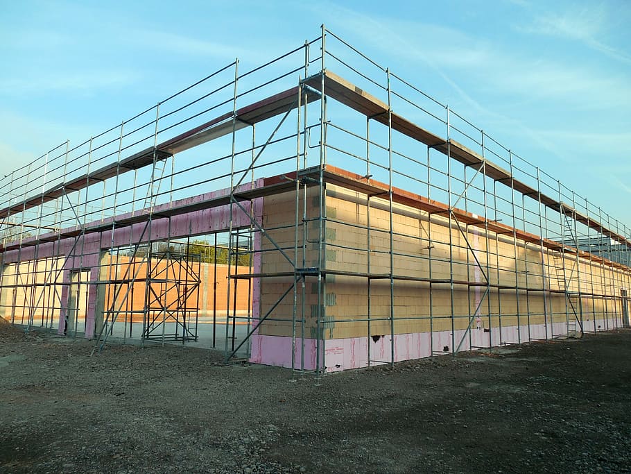 site, scaffolding, construction, construction work, build, new building HD wallpaper