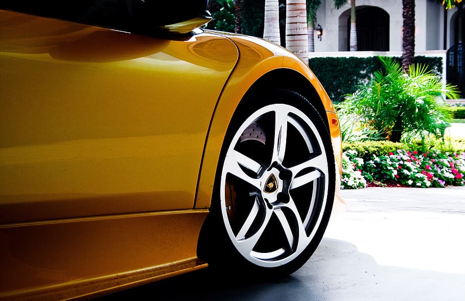 yellow sports coupe parked on concrete ground, lamborghini HD wallpaper