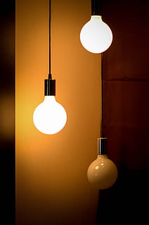 two turned-on pendant lamps, bulb, light, light bulb, idea HD wallpaper