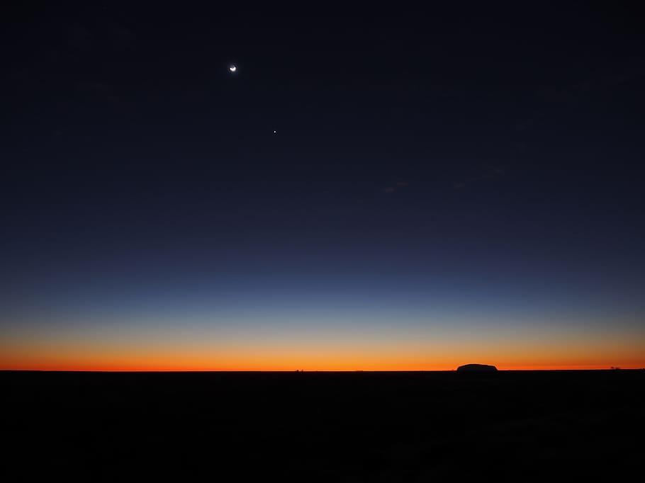 photo of stars on sky, sunset, panorama, blue sky, dawn, sunrise, HD wallpaper