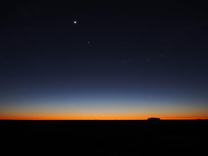 dusk with star, sunset, sky, silhouette, nature, night, landscape HD wallpaper
