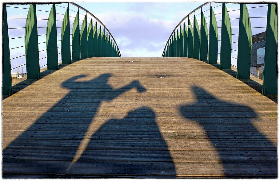 ebeltoft, bridge, shadows, wood, iron, mood, sunlight, the way forward HD wallpaper