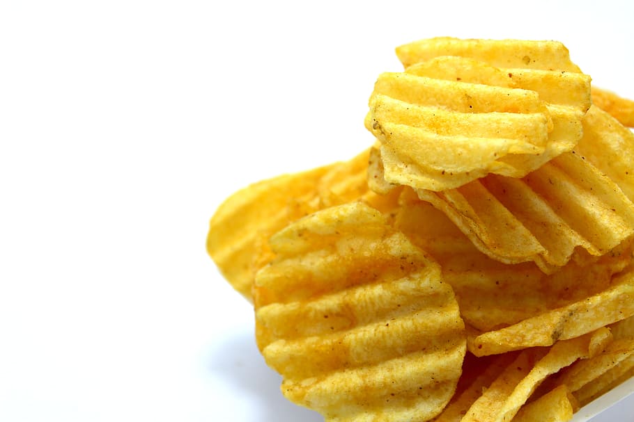 food, unhealthy, chips, snack, close-up, crisp, crispy, crunchy, HD wallpaper