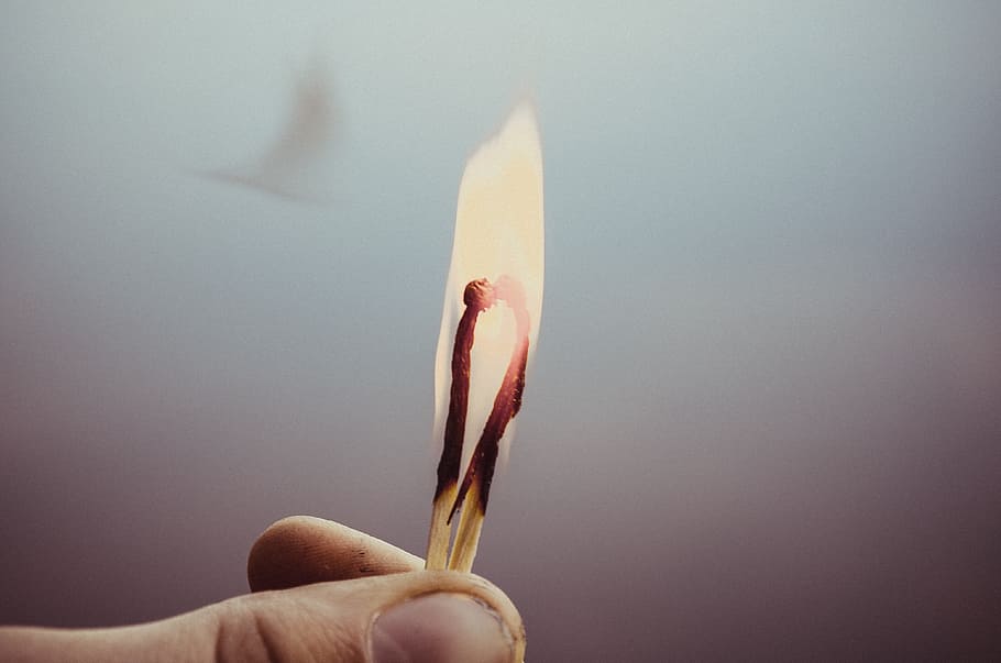 match, fire, flame, human hand, human body part, holding, one person HD wallpaper