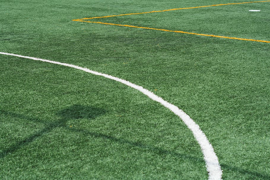 green grass field, green grass lawn, pitch, lines, soccer, sport HD wallpaper
