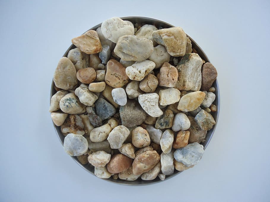pebble lot in round bowl, stone, rocks, brazil, crushed stone
