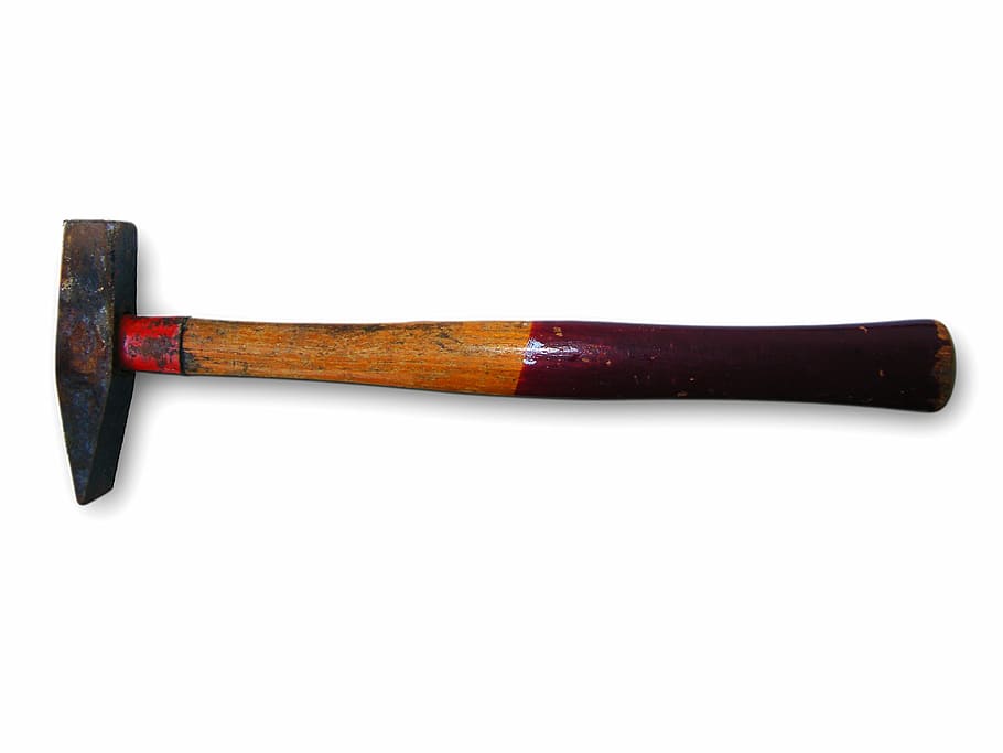 hammer, wood, metal, red, tool, isolated, white background HD wallpaper