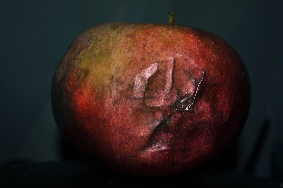 apple, rot, damaged, dark, red, healthy eating, food and drink HD wallpaper