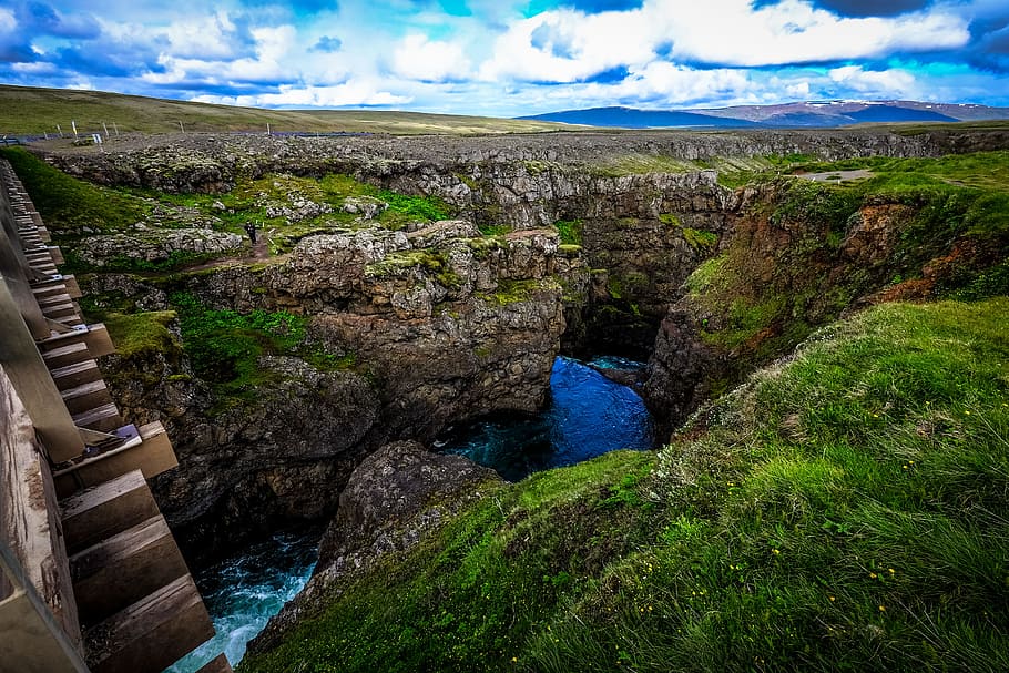 nature, sky, water, clouds, cascade, cliff, cloudy, creek, environment HD wallpaper