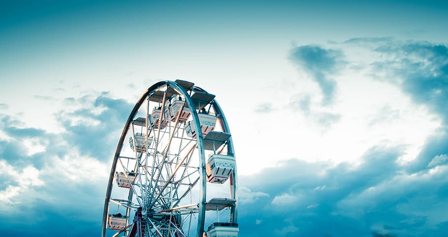 white ferris wheel, Ferris Wheel amusement ride during daytime HD wallpaper