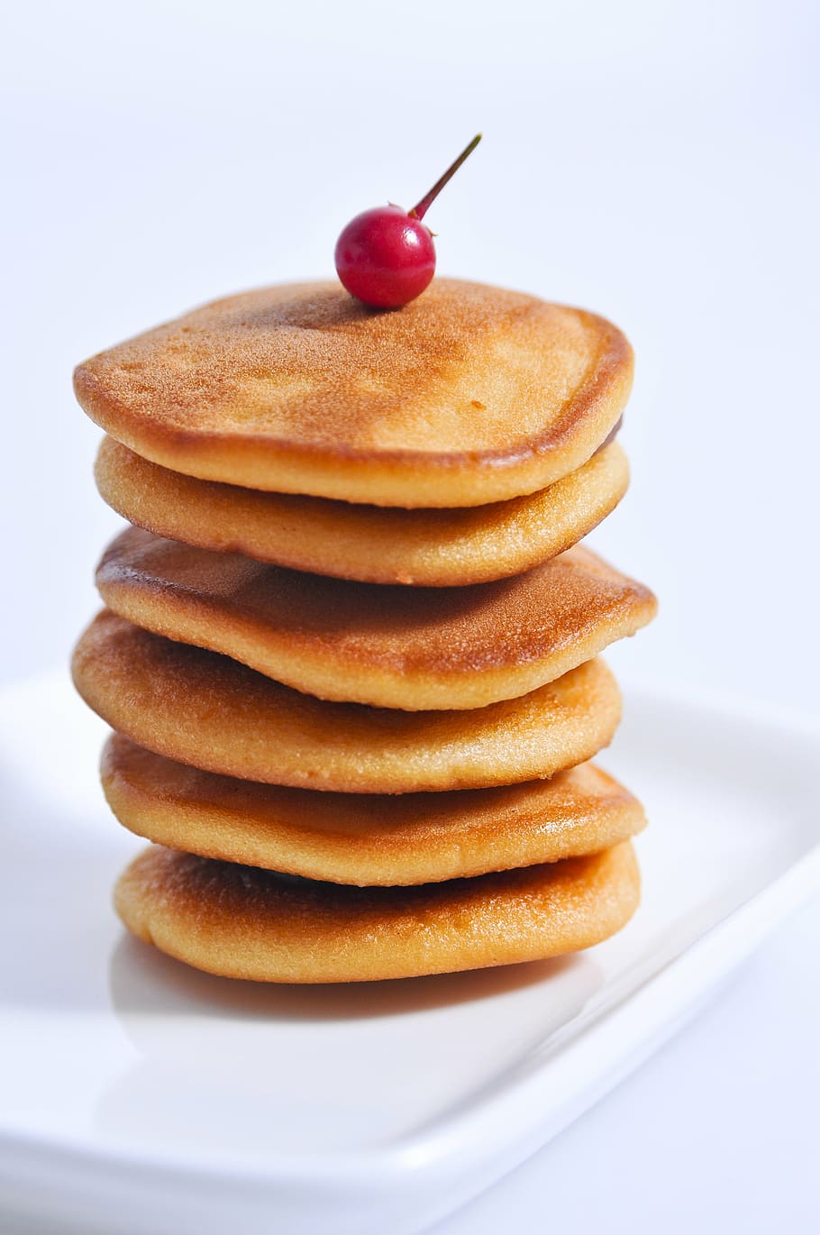red cherry on pancake, dorayaki, snacks, afternoon tea snacks, HD wallpaper