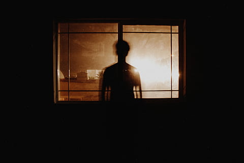 HD wallpaper: silhouette of person standing against windowpane