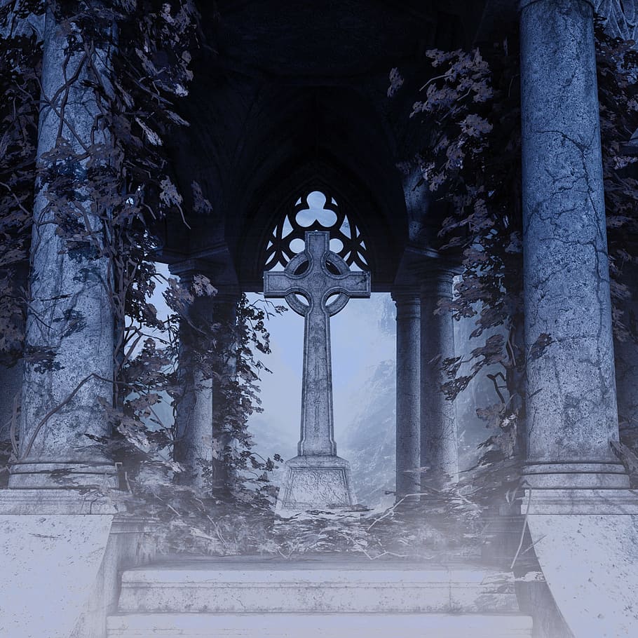 alter, sanctum, steps, cross, architecture, architectural column HD wallpaper