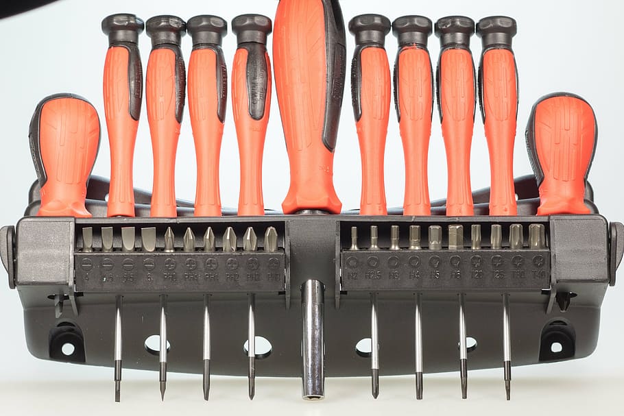 screwdriver, tool, craft, red, phillips, metal, head, background HD wallpaper