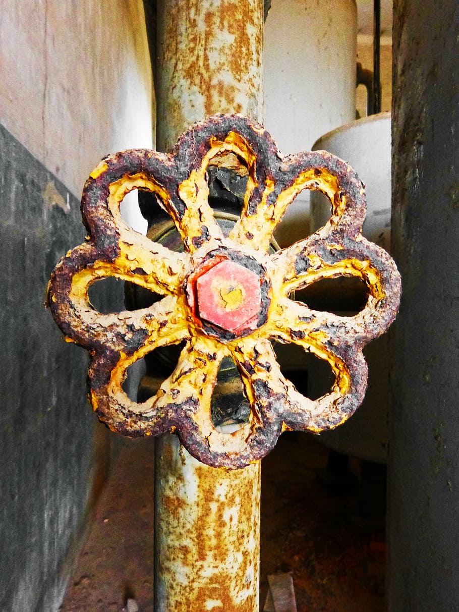 tap, pipe, industrial, old, abandoned, oxide, abandoned factory HD wallpaper