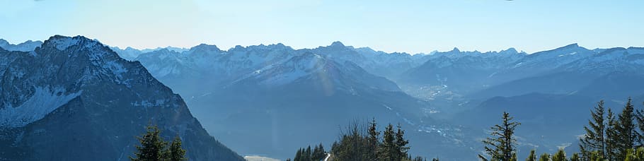 Panorama, Alpine, Winter, Mountains, allgäu, snow, landscape HD wallpaper