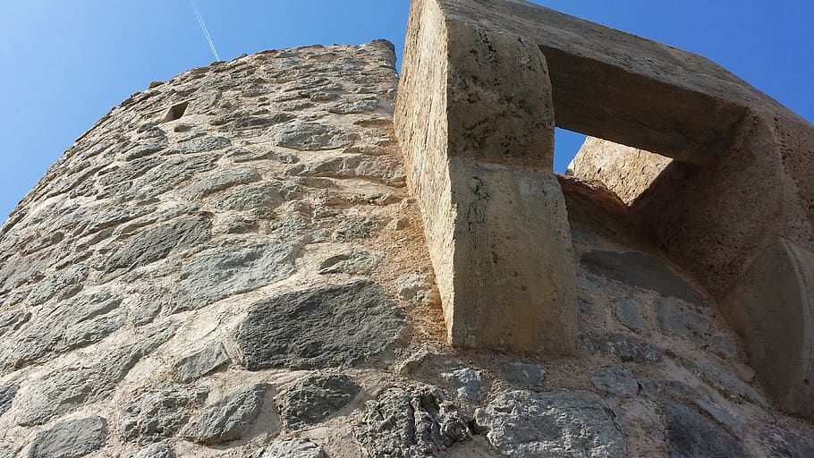 stone, wall, tower, old, window, door, ruin, solid, architecture HD wallpaper