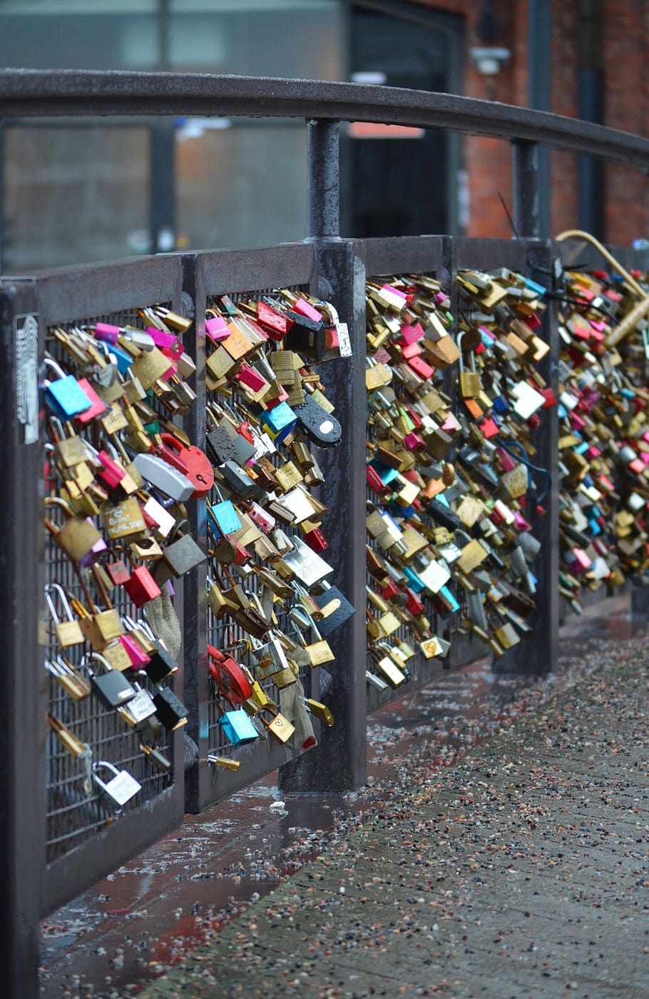 bridge, love, lock, padlock, romantic, romance, symbol, metal, HD wallpaper
