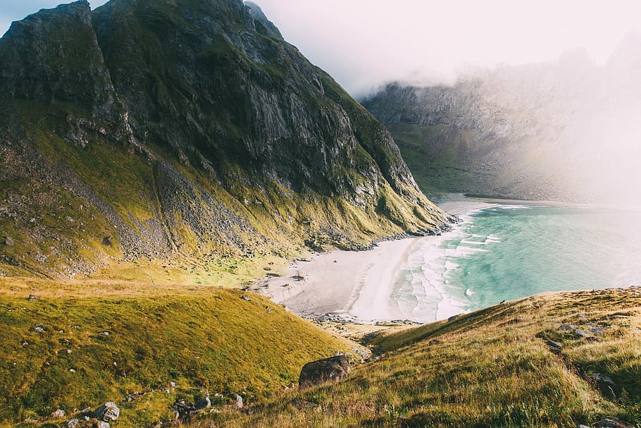 mountain, nature, beach, landscape, beautiful, sky, outdoor HD wallpaper