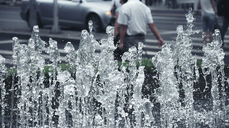 blur, car, cool, crystal, decoration, drop, fountain, pedestrian crossing HD wallpaper