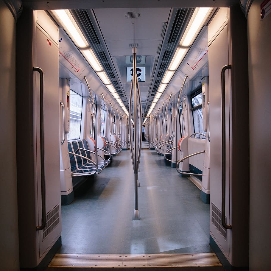 train, chair, steel, windows, doors, long, transportation, lights, HD wallpaper
