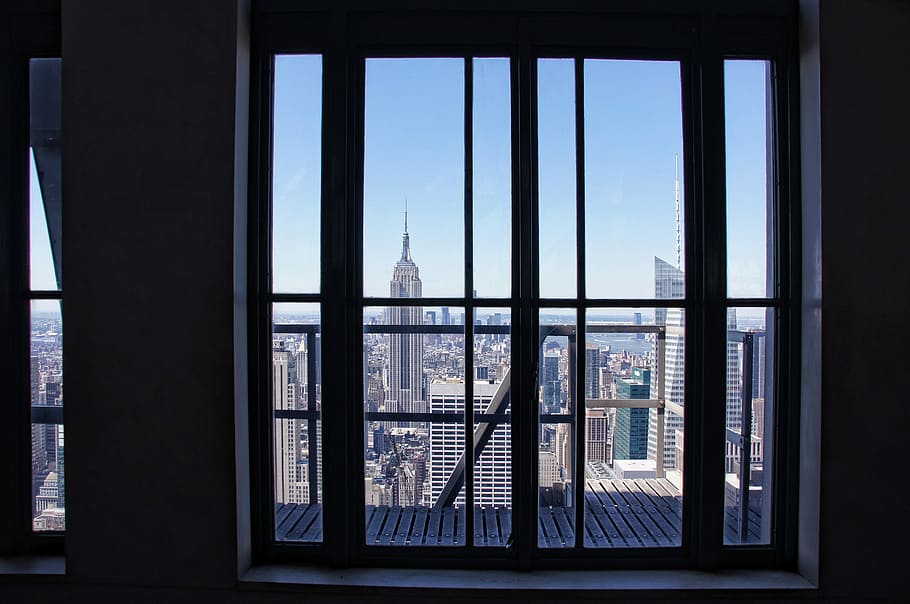 New York, Manhattan, Skyscraper, Window, outlook, rockefeller center, HD wallpaper