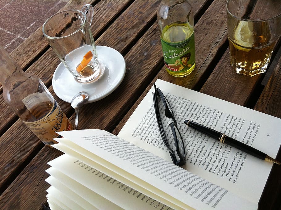 table, book, pen, tee, lemonade, food and drink, refreshment HD wallpaper