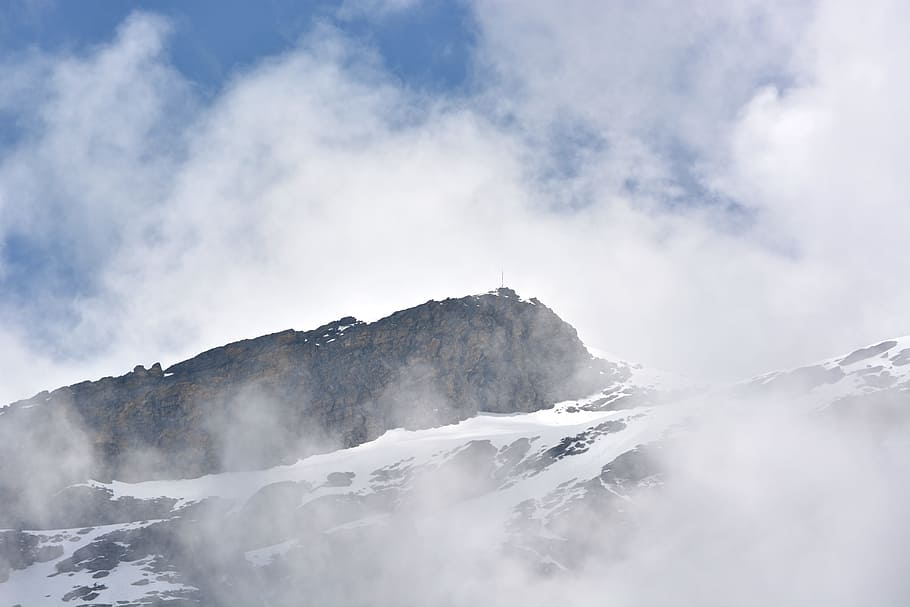 winter, snow, mountains, peak point, clouds, cloud - sky, beauty in nature HD wallpaper