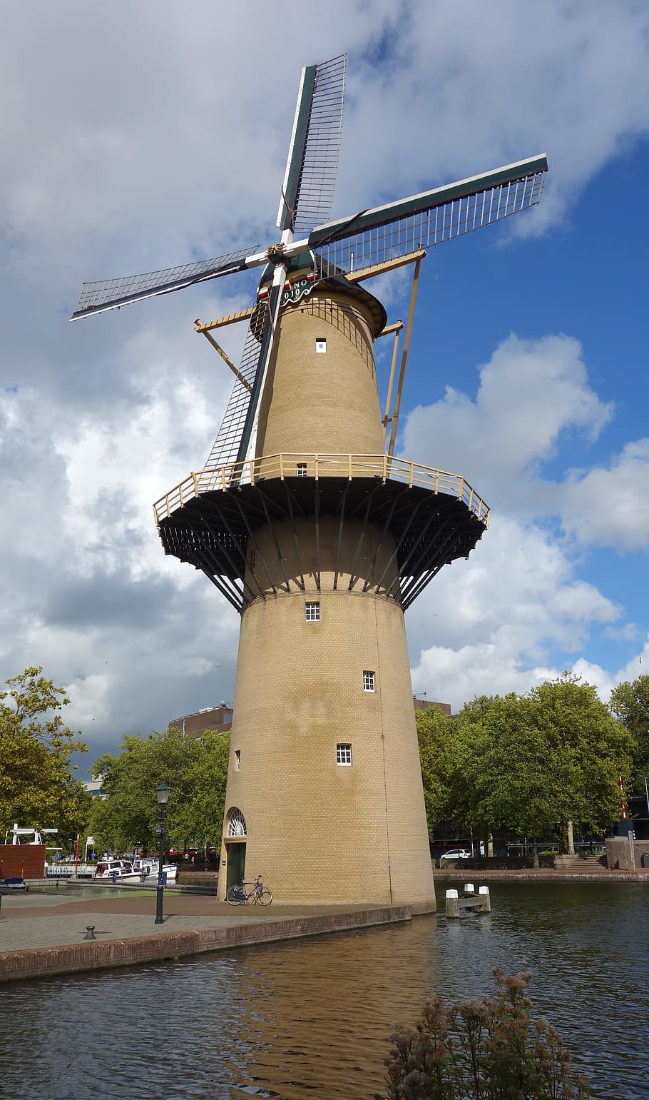 mill, grain mill, wind mill, mill blades, blue sky, brandersmolen, HD wallpaper