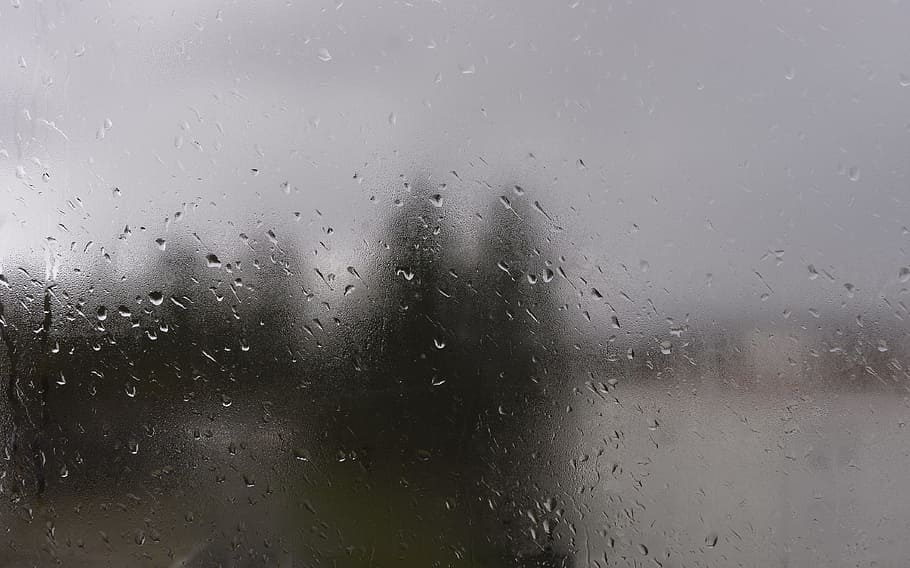 drops, rain, window, droplet, landscape, wet, glass - material HD wallpaper