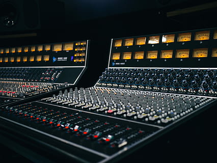 two black audio mixers, black and gray audio controller, equalizer HD wallpaper