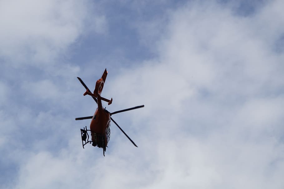 Helicopter, Sky, Blue, Fly, Circles, rescue helicopter, mountain rescue service HD wallpaper