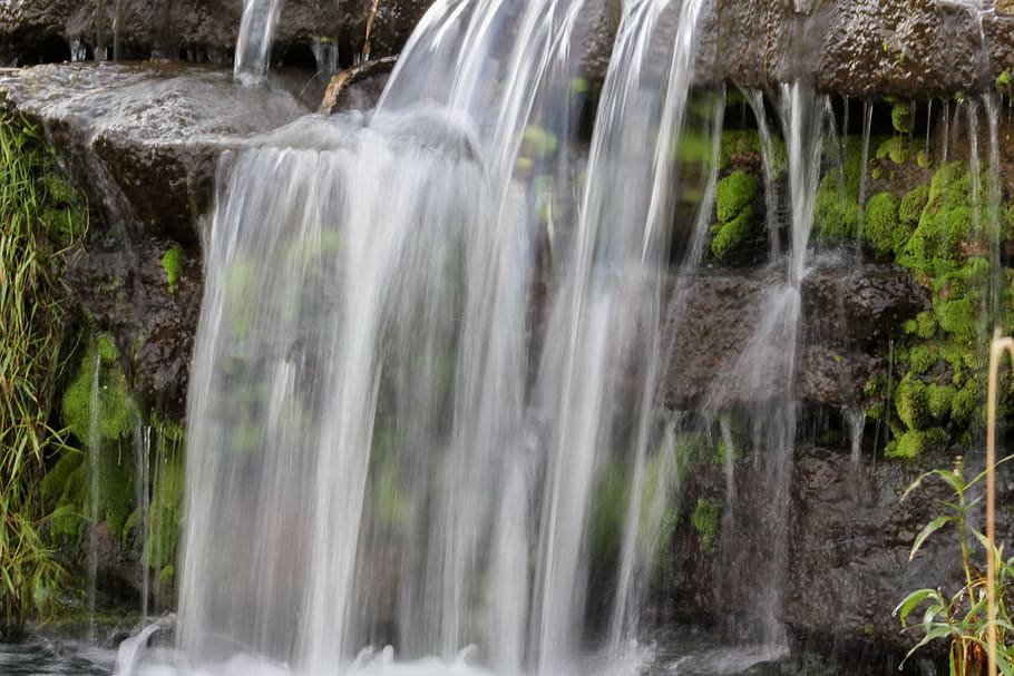 water, waterfall, nature, stream, cascade, motion, long exposure HD wallpaper