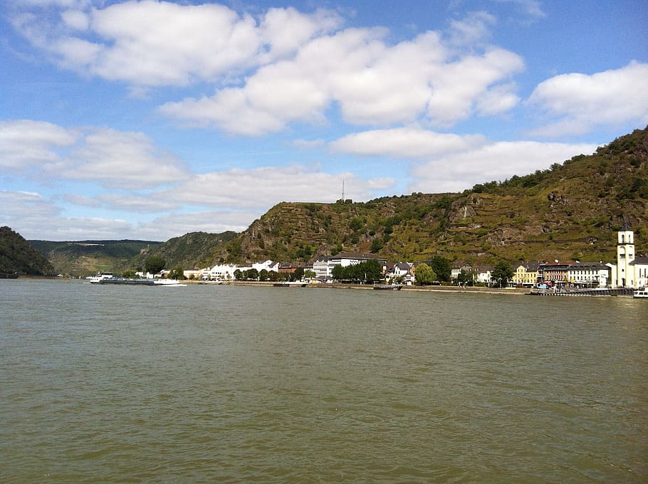 loreley, shipping, rhine, water, architecture, cloud - sky HD wallpaper