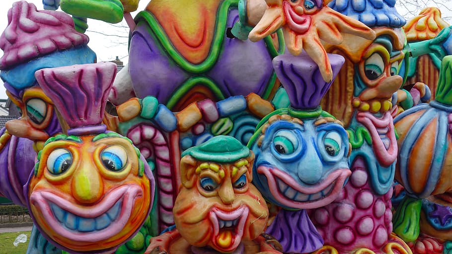 carnival, parade, dolls, multi colored, art and craft, representation HD wallpaper