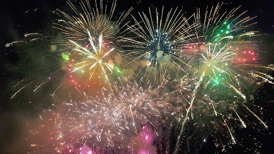 fireworks, pyrotechnics, fireworks rocket, fireworks art, new year's eve HD wallpaper