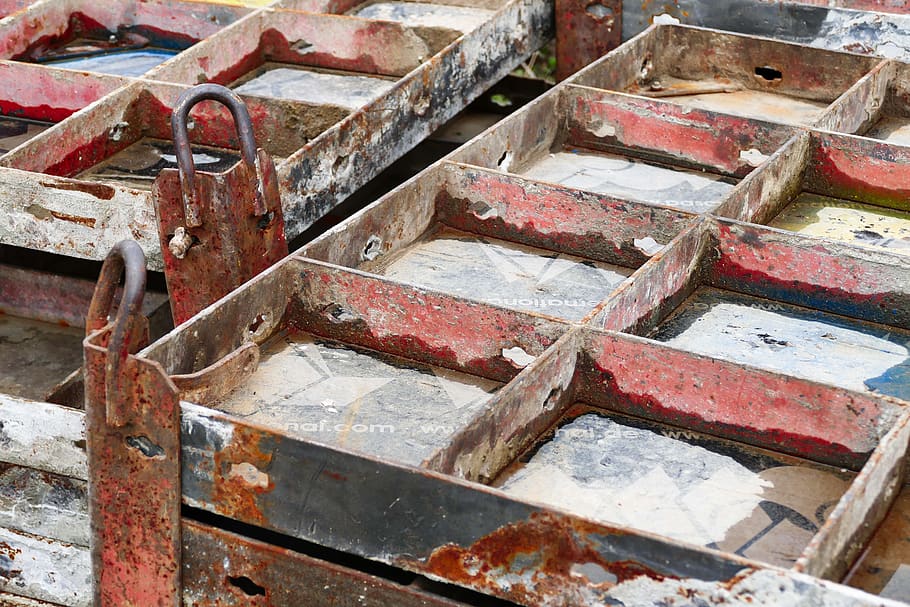 metal, box, construction site construction, no people, high angle view HD wallpaper