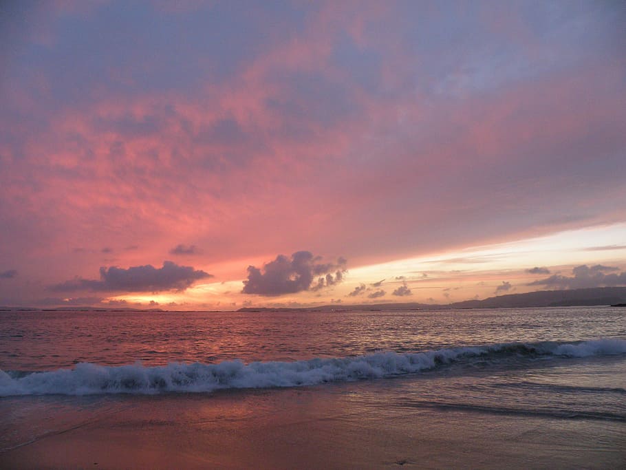 Beach, Sea, Sunset, Clouds, sky, costa, ocean, coastal, scenics HD wallpaper