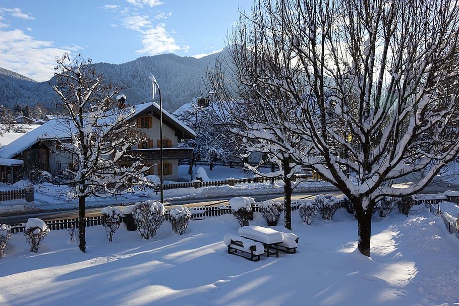 snow, bavaria, winter, cold temperature, mountain, architecture HD wallpaper