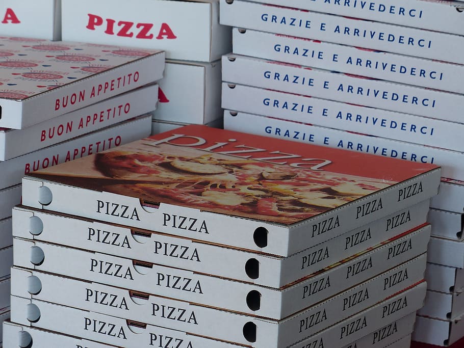 Pizza box lot, boxes, pizza boxes, pizza service, pizza transport, HD wallpaper