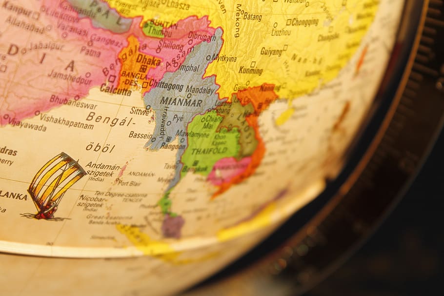 globe, graphics, show, map, text, western script, close-up HD wallpaper