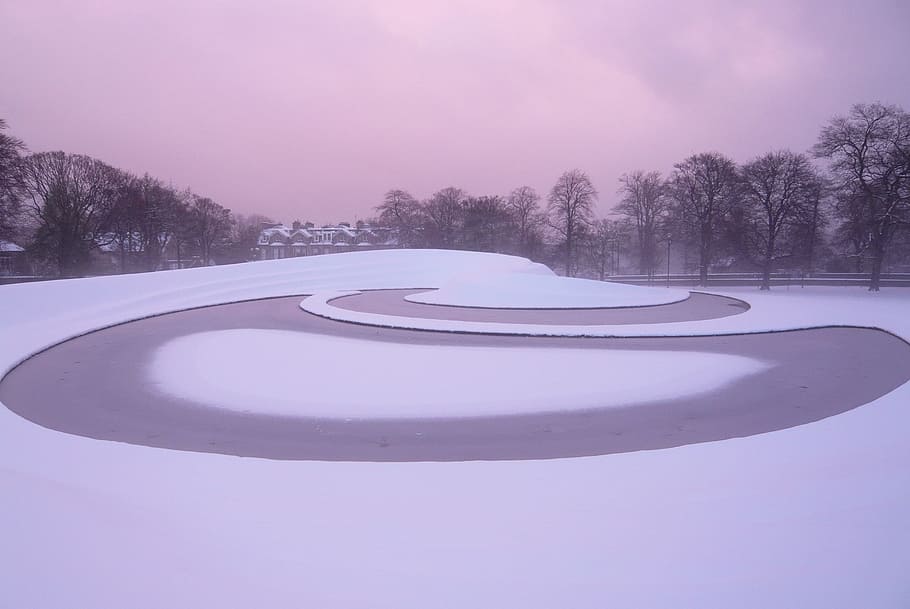 Winter, Snow, Pink, Trees, Ice, Sunset, nature, outdoors, landscape HD wallpaper