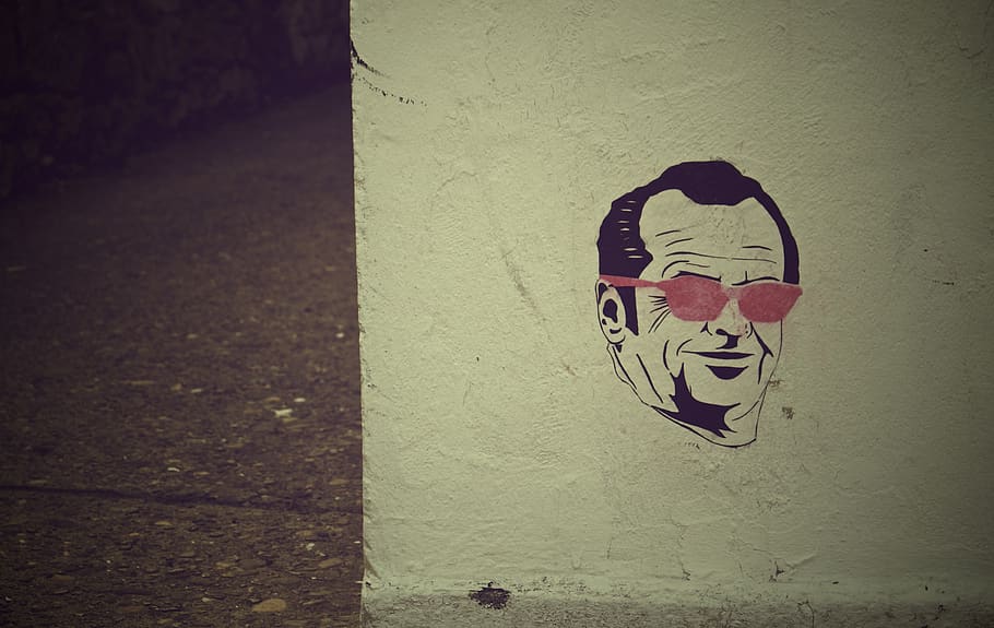 mafia, street art, wall, graffiti, man, face, sunglasses, gangster