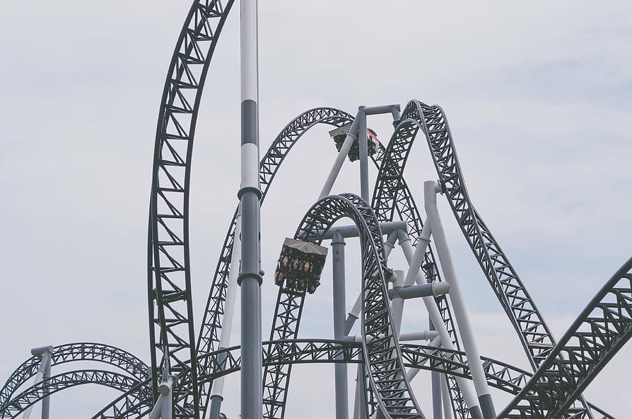 low-angle photography of roller coaster, carnival, entertainment HD wallpaper