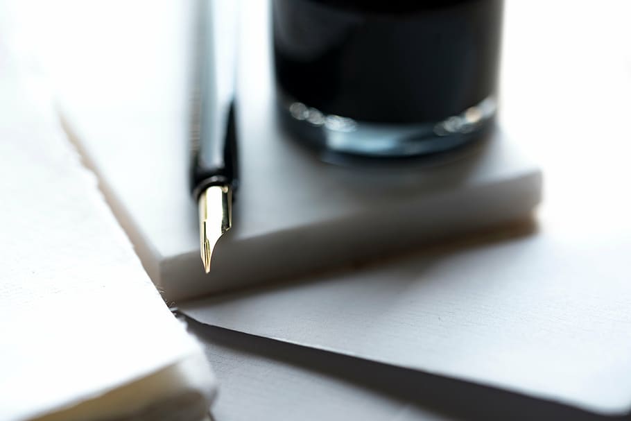 photo of black fountain pen, paper, write, business, work, letter HD wallpaper