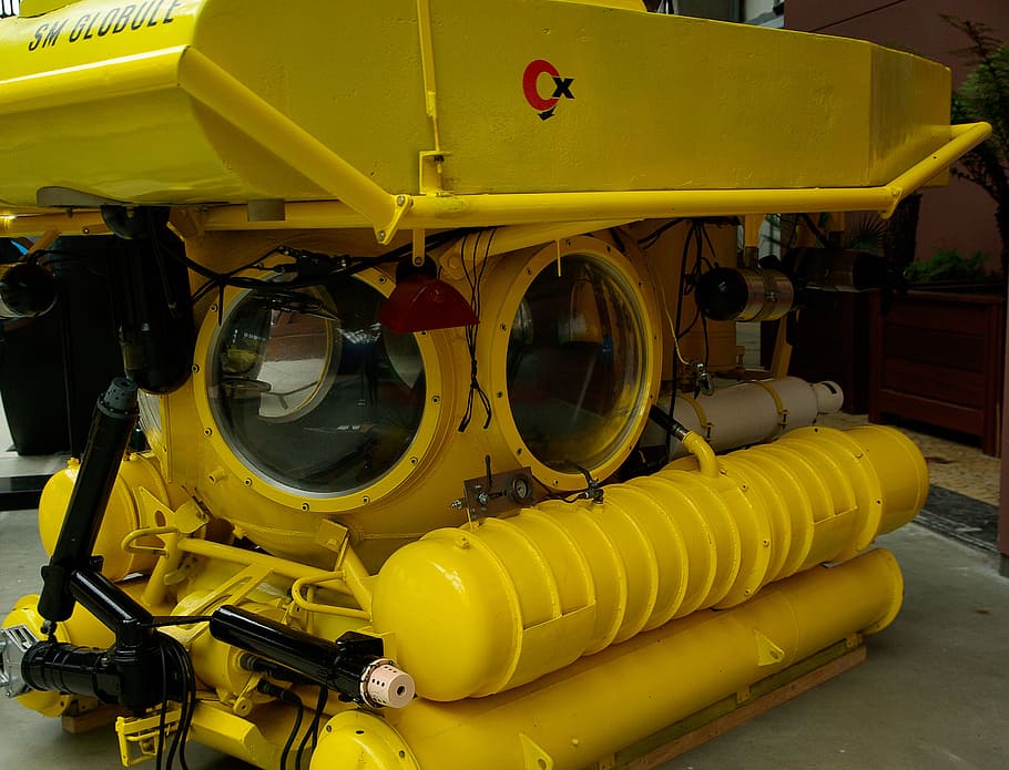 submarine, exploration, diving, yellow, no people, machinery HD wallpaper