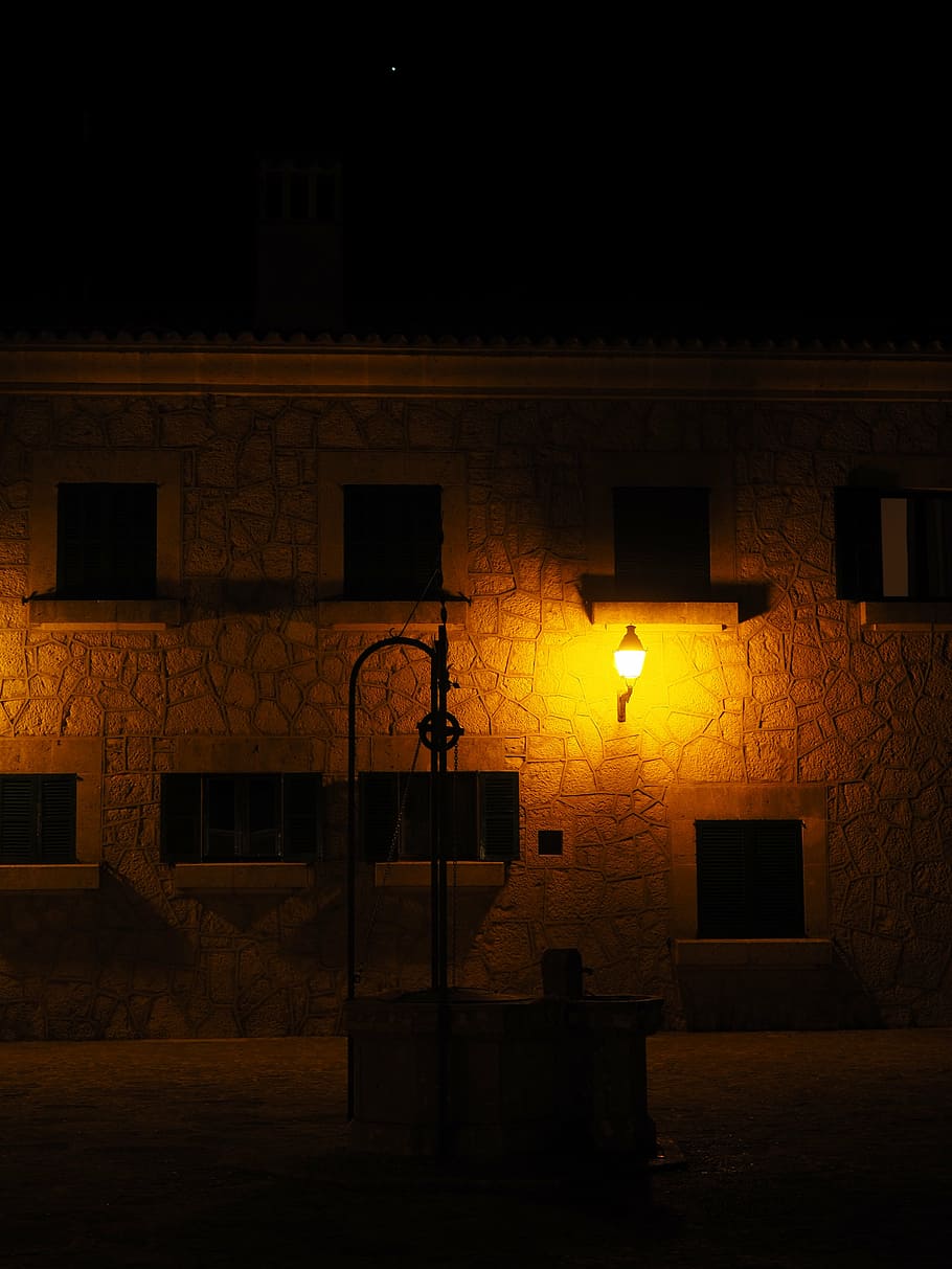 fountain, at night, illuminated, night photograph, architecture, HD wallpaper