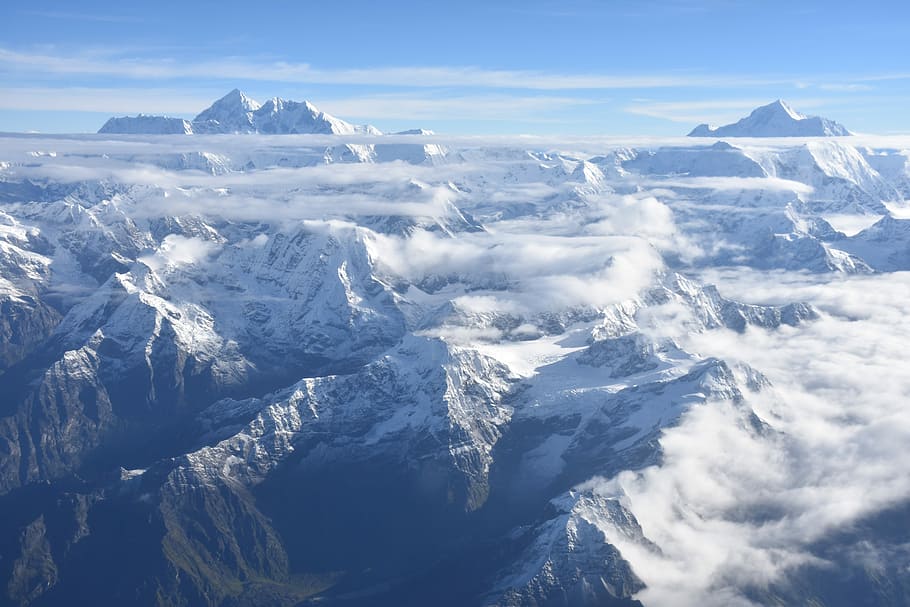 majestic himalayas, landscape photo of snow covered mountain HD wallpaper